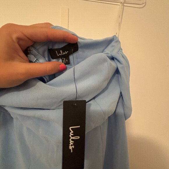 Lulus Magical Magnetism Light Blue Off-the-shoulder Maxi Dress - Size L - Picture 6 of 6